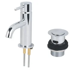 Swirl Ola Basin Mini Mono Mixer Tap With Clicker Waste Chrome