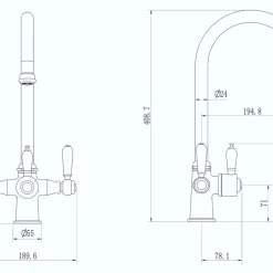 ETAL Traditional Cruciform 3-in-1 Hot Water Kitchen Tap Gun Metal 9 ETAL Traditional Cruciform 3-in-1 Hot Water Kitchen Tap Gun Metal -Bristan Shop 342RG A3