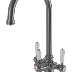 ETAL Traditional Cruciform 3-in-1 Hot Water Kitchen Tap Gun Metal