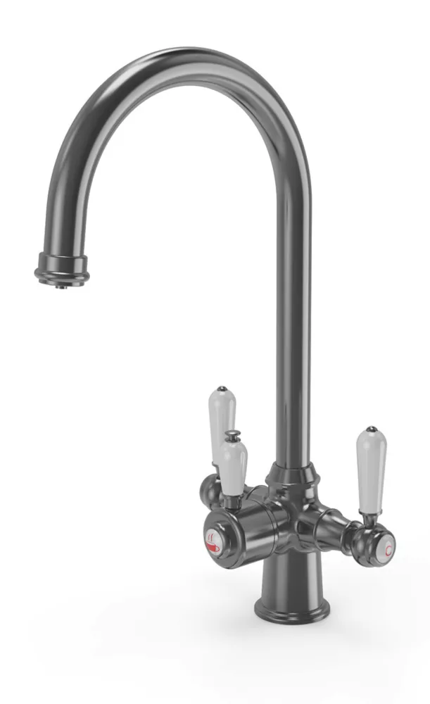ETAL Traditional Cruciform 3-in-1 Hot Water Kitchen Tap Gun Metal 3 ETAL Traditional Cruciform 3-in-1 Hot Water Kitchen Tap Gun Metal