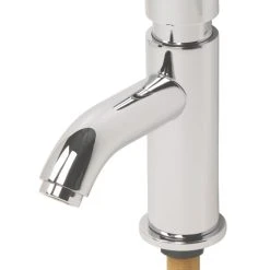 Essentials Self-Closing Contemporary Non-Concussive Bathroom Basin Tap Chrome